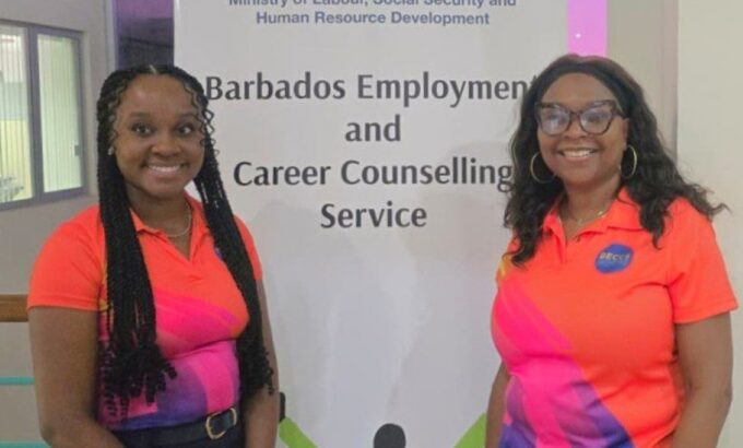 Employment Officer, Shanee Small-Harris (left) and Acting Director of the Barbados Employment and Career Counselling Service, Moreen Bowen. (P. Harper-Grant/BGIS)